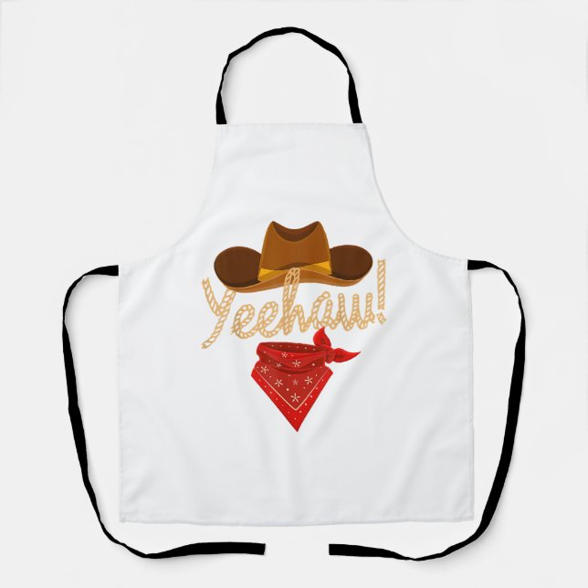 Delantal Yeehaw País Occidental Howdy Cowboy Sur Yee H (Anverso)
