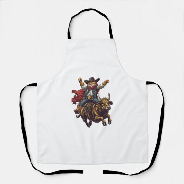 Delantal Yehaw Kitty - Rodeo de Cowboy gato salvaje del oes (Anverso)