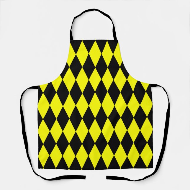 Delantal Yellow Black Harlequin Diamonds Checkers Design  (Anverso)