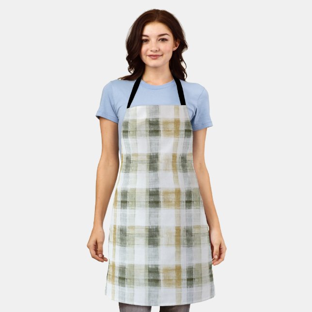 Delantal Yellow Green White Plaid Stripes (Gastado)