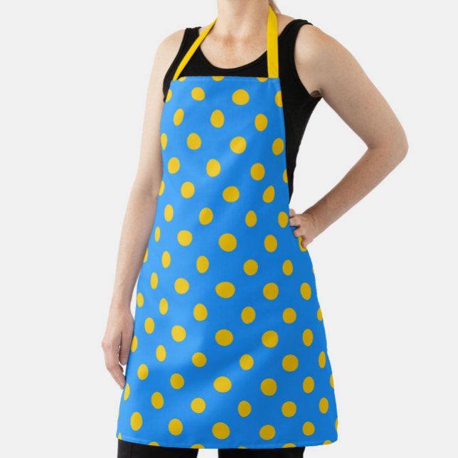 Delantal Yellow On Blue Polka Dots Pattern Design (Subido por el creador)