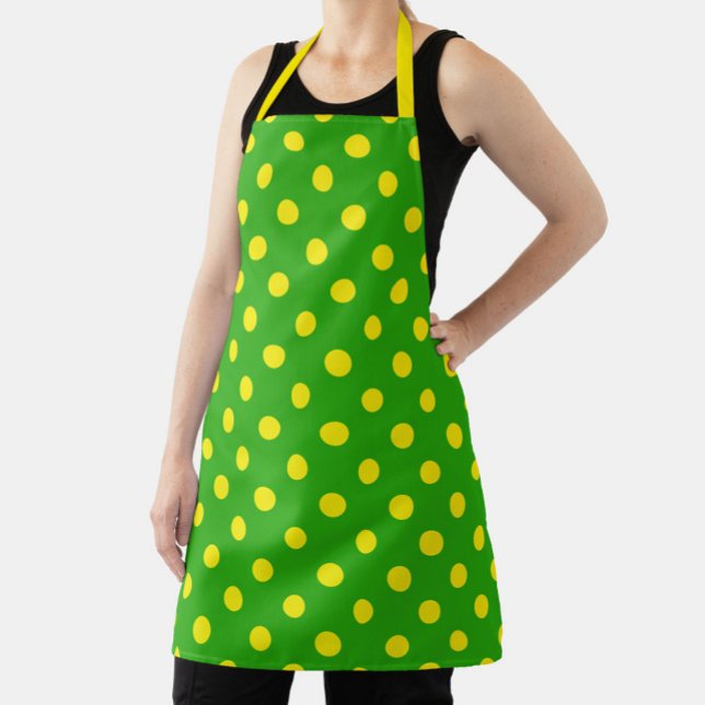 Delantal Yellow On Green Polka Dots Pattern Design  (Subido por el creador)