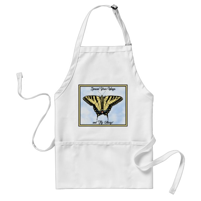 Delantal Yellow Swallowtail Butterfly Blue Sky Personalized (Frente)