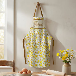 Delantal Yellow Wildflowers Pattern Monogram Name