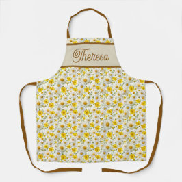 Delantal Yellow Wildflowers Pattern Monogram Name