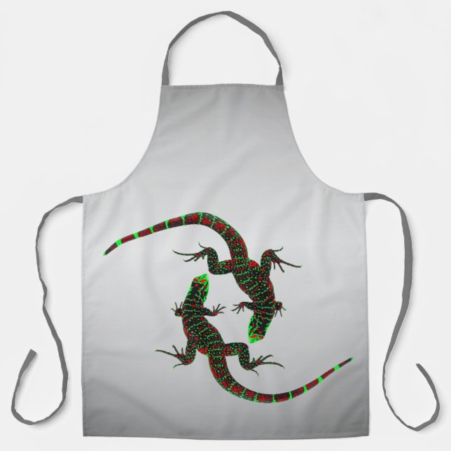 Delantal Yin Yang Lizards Silver (Anverso)