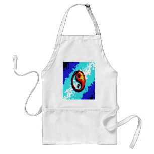Delantal Yin Yang Rótulo rojo y azul artístico