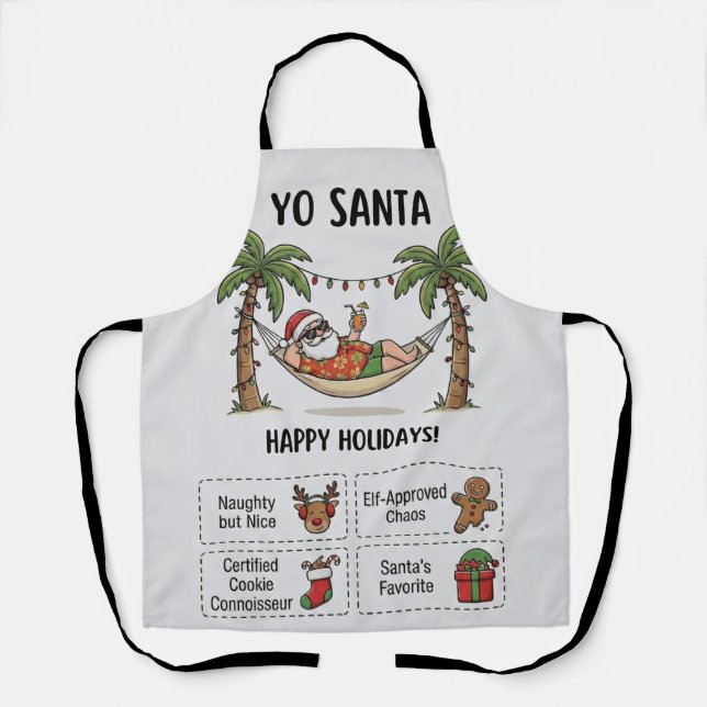 Delantal Yo Santa divertido verano Navidad tropical vacacio (Anverso)