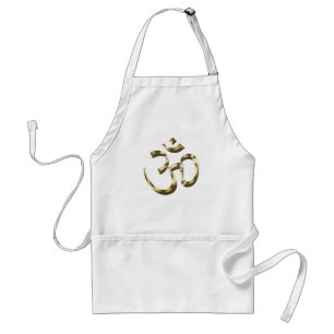 Delantal Yoga, Om Aum Icon, Símbolo hinduista, blanco dorad