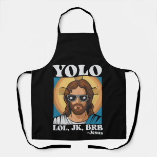 Delantal YOLO LOL JK BRB Jesús Divertida Pascua