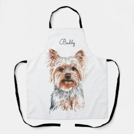 Delantal Yorkie de acuarela personalizada