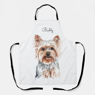 Delantal Yorkie de acuarela personalizada