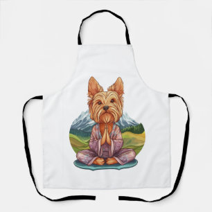 Delantal Yorkie de yoga � Perro divertido meditando