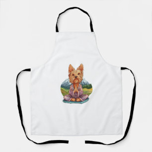 Delantal Yorkie de yoga � Perro divertido meditando