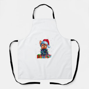 Delantal Yorkie Dog Ugly Xmas ilumina Santa Hat Yorkie Dog