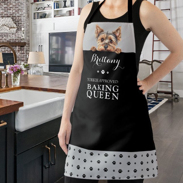 Delantal Yorkshire Terrier Baking Queen Grey Personalizado (Subido por el creador)