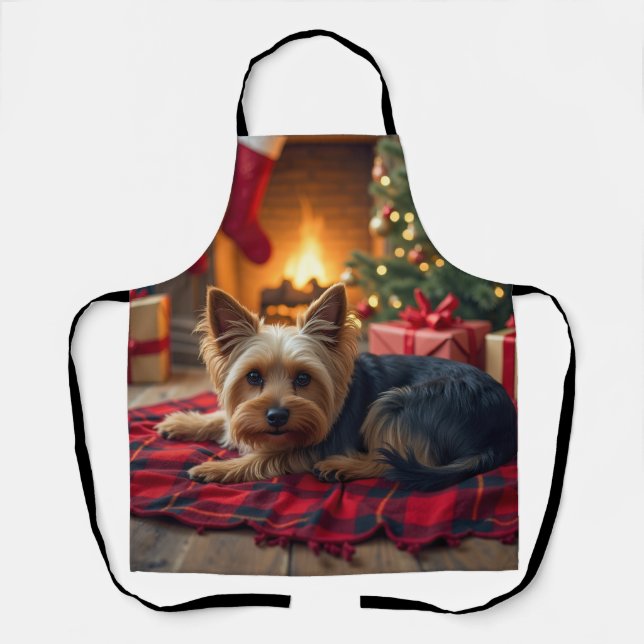 Delantal Yorkshire Terrier Cozy Christmas Evening Painting (Anverso)