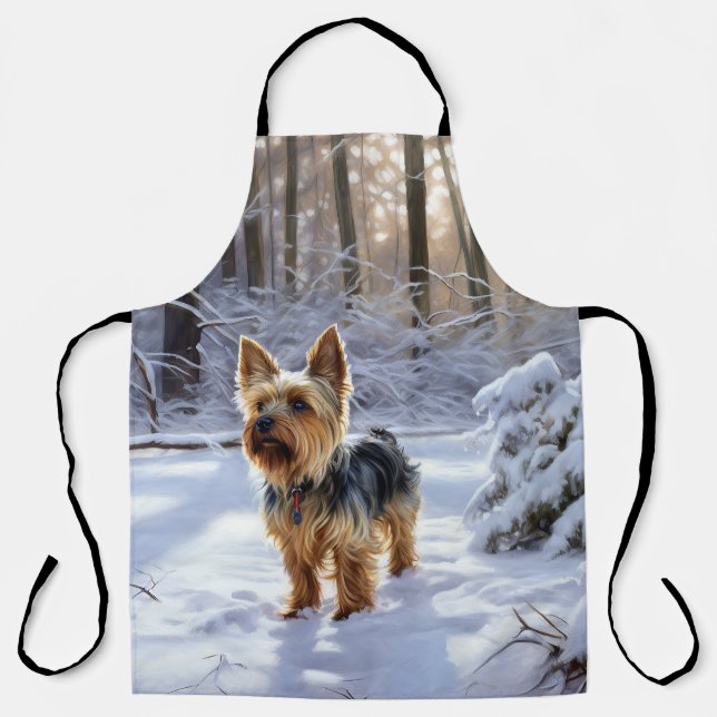 Delantal Yorkshire Terrier Deja que nieve Navidad (Anverso)
