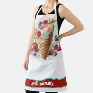 Delantal Yummy Ice Cream Cone con Fruta, HOLA VERANO