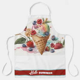 Delantal Yummy Ice Cream Cone con Fruta, HOLA VERANO
