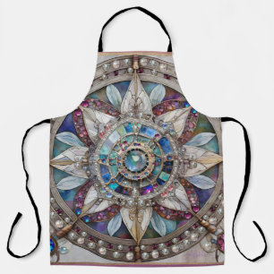 Delantal Zafiros Rosas y Azules Diamantes Perlas Mandala