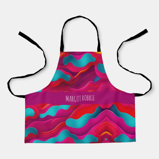 Delantal Zebra Strides ondas Patrón Arcoiris de la Marina R (Anverso)