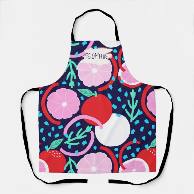 Delantal Zesty Citrus Geometric Confetti Chef Midnight (Anverso)