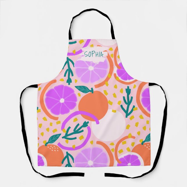 Delantal Zesty Citrus Geometric Confetti Chef Pink Lemonade (Anverso)