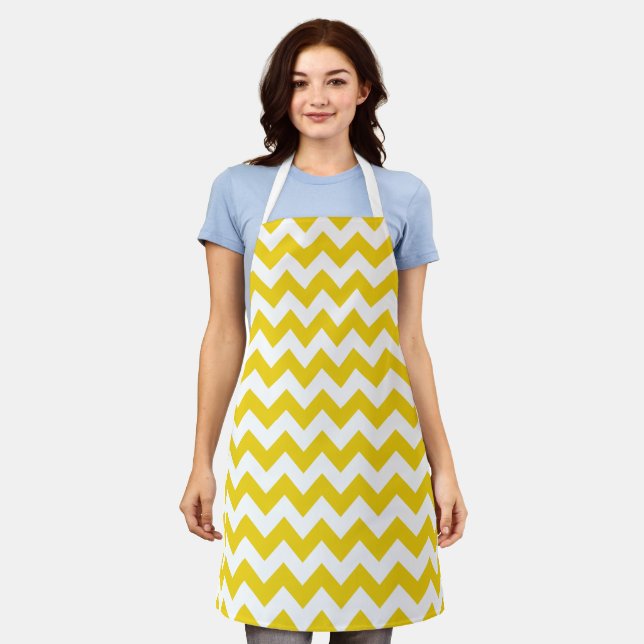 Delantal Zigzag amarillo, chevron amarillo, patrón geométri (Gastado)