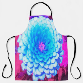 Delantal Zinnia azul bonito en el jardín de verano morado