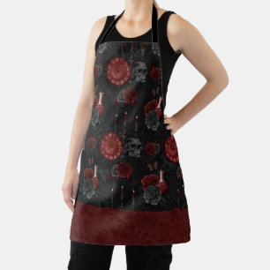 Delantal Zodiac Magic Crimson   Rosa Henna Red Gothic Skull