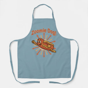 Delantal Zoomie Dog Flying Hot Dog Personalizado - Fun Retr