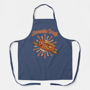 Delantal Zoomie Dog Flying Hot Dog Personalizado - Fun Retr