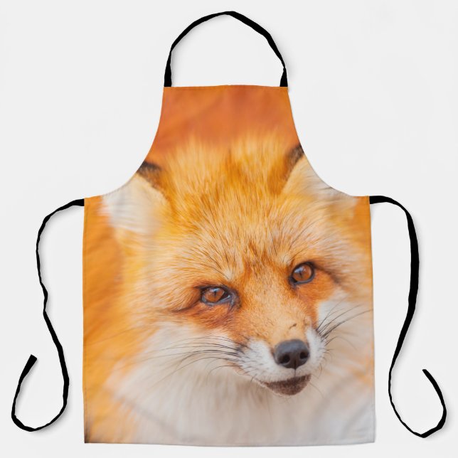 Delantal Zorro rojo japonés descansando, durmiendo y jugand (Anverso)