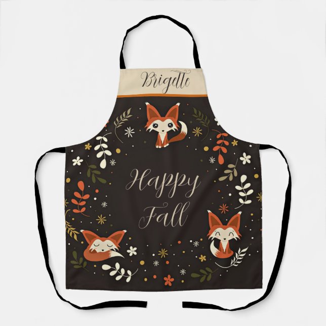 Delantal Zorros de Otoño con texto personalizable customiza (Anverso)