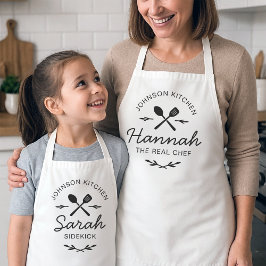 Delantales de cocina para familias a juego con nom