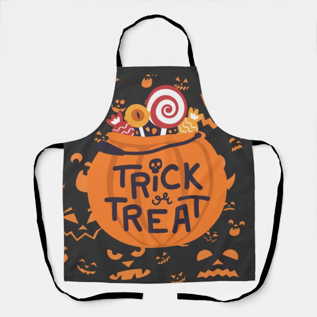 Delantales de Halloween con Estampado de Trick or  (Anverso)