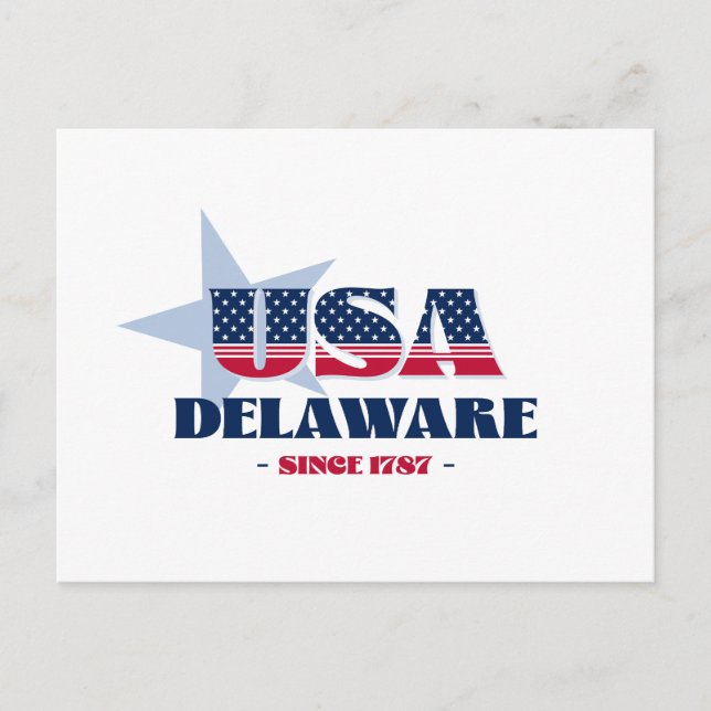 Delaware en la postal roja, blanca y azul (Anverso)