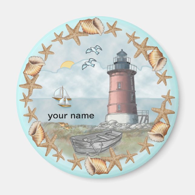 Delaware Shells Lighthouse  imán (Frente)