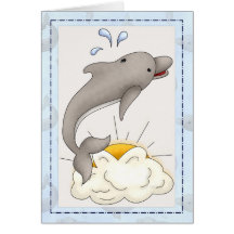 Delfín con tarjeta de saludo de animales Sun/Cloud