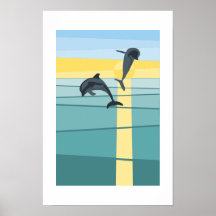 Delfín del sol marino moderno en arte amarillo tur