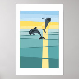 Delfín del sol marino moderno en arte amarillo tur