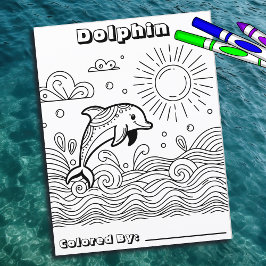 Delfín en las olas | Página de coloreado del niño