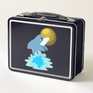 Delfín nadando con la luna