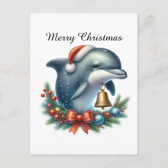 Delfín personalizable festivo Feliz Navidad (Anverso)