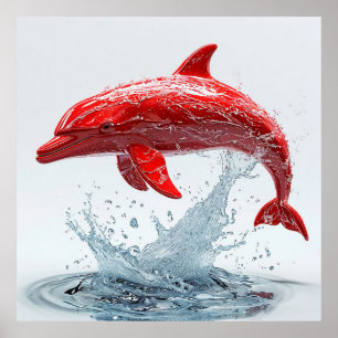 🐬 Delfín Rojo Decoración Costera Oceánica Negrita