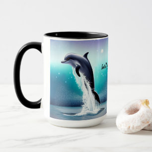 Delfín saltando en la taza oceánica