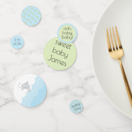 Delfines Confetti de Baby Shower azules y verdes