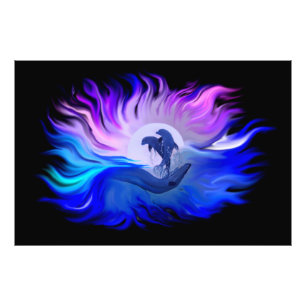 Delfines en la ampliación de la foto de la luna