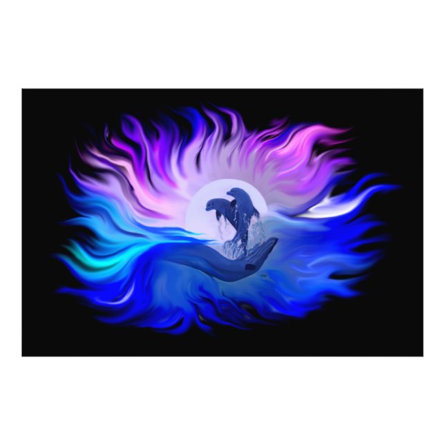 Delfines en la ampliación de la foto de Moonligh (Frente)